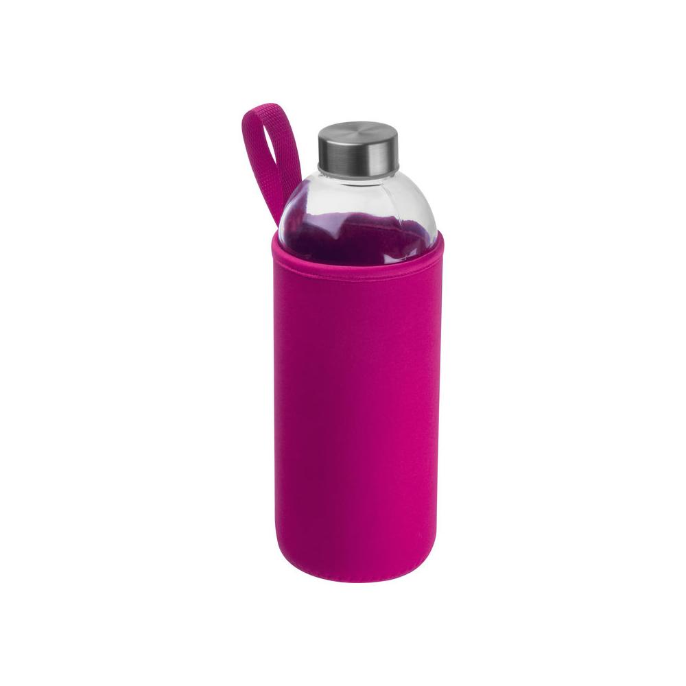Üveg ivópalack neoprén tokban, 1000 ml, rózsaszín
